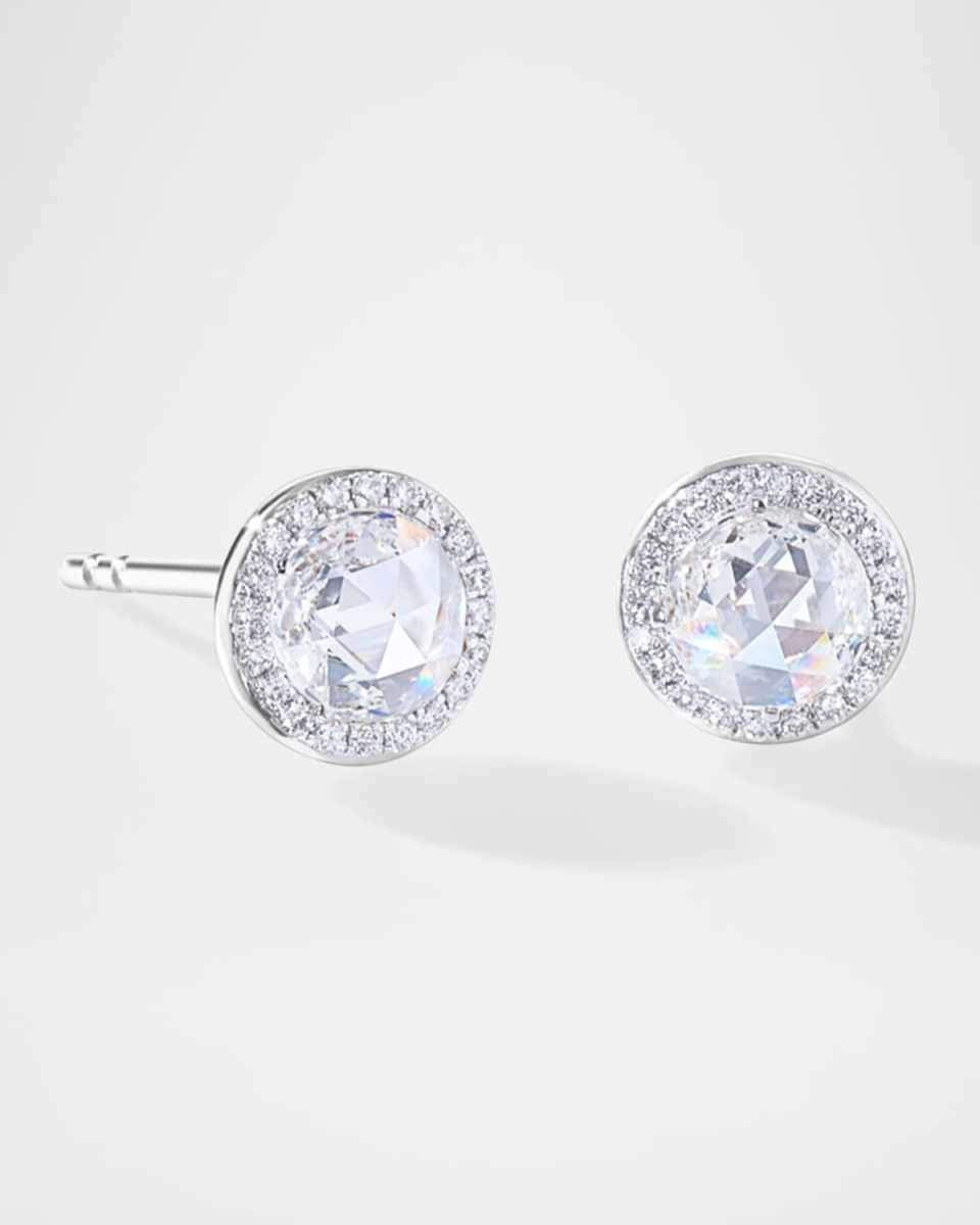 18K White Gold Rose-Cut Diamond Stud Earrings